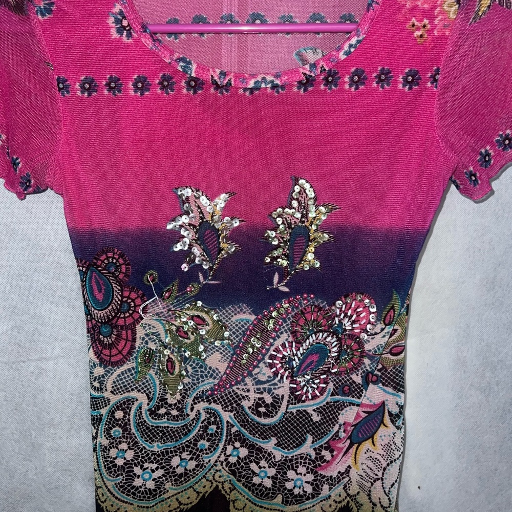 Pink and Black Paisley Women's Top